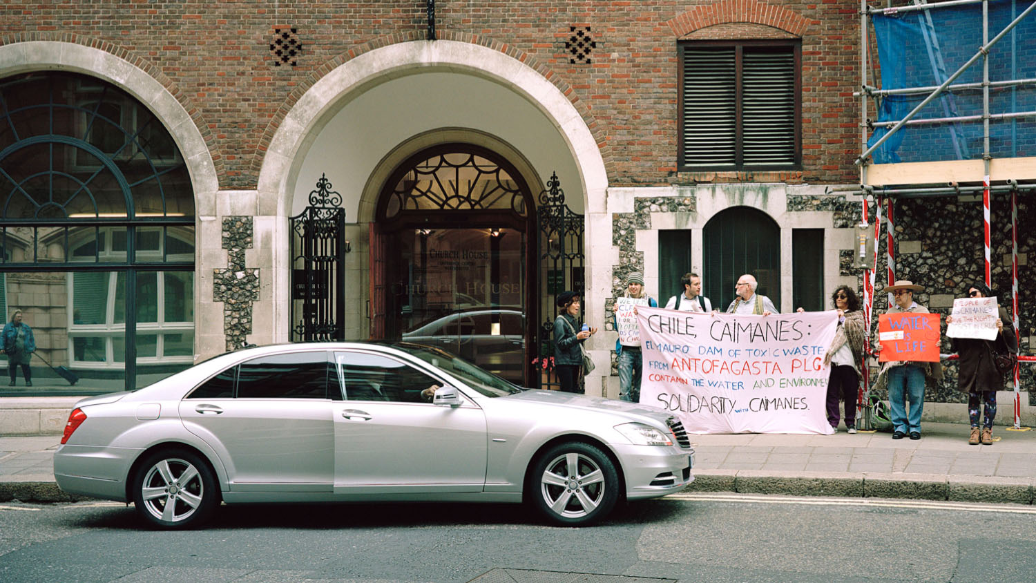 Demonstration outside Antofagasta PLC Annual General Meeting. Church House, London, England, 2013
