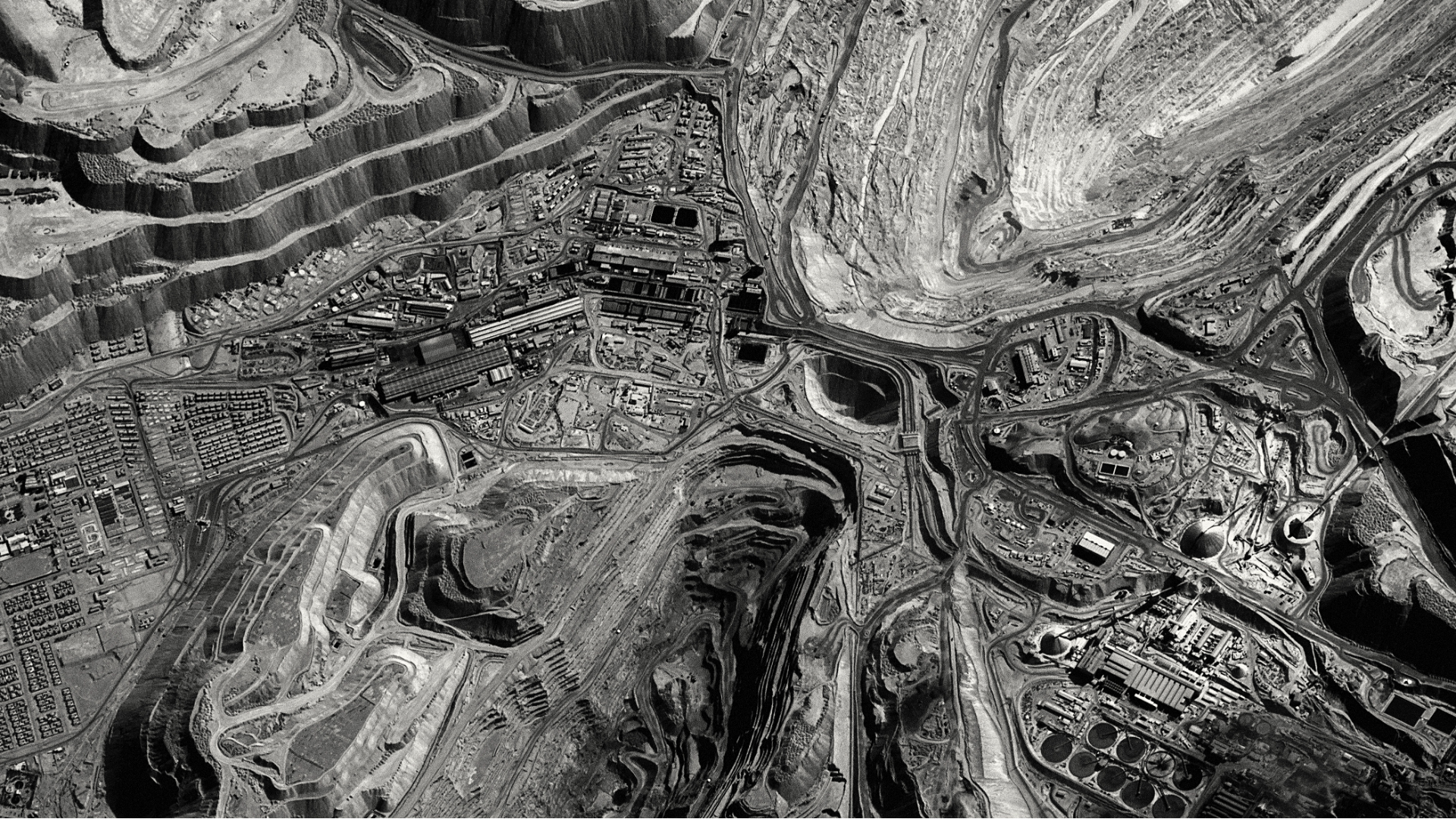Satellite views of Chuquicamata corporate mining town, c. 2011. Atacama Desert, Chile